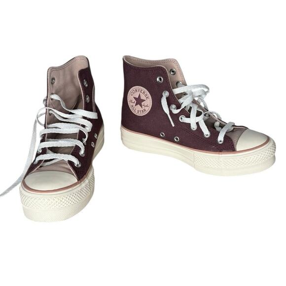 Converse Chuck Star Platform Lift Shoes A03721C Wine Mauve Egret Size 7.5 women - Picture 7 of 10